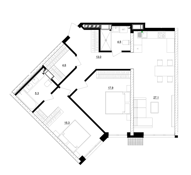 2-комнатная 87.7 м² в ЖК Русановская Гавань от 33 600 грн/м², Киев