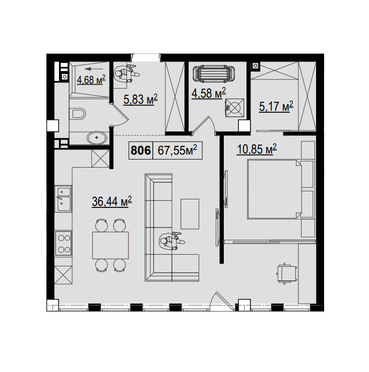 2-кімнатна 67.55 м² в КК Chateau Grand від 64 365 грн/м², Одеса