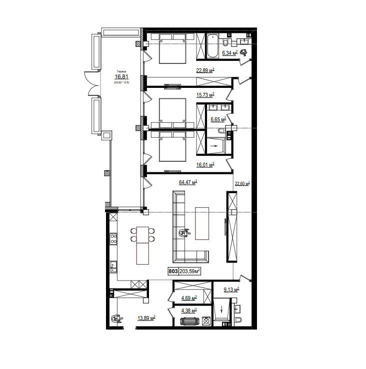 4-кімнатна 203.59 м² в КК Chateau Grand від 57 820 грн/м², Одеса