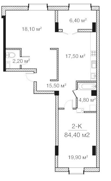 2-комнатная 84.4 м² в ЖК Concept House Futurium от 47 700 грн/м², Харьков