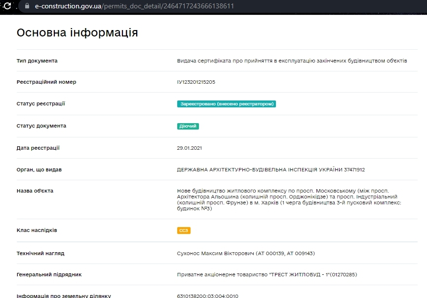 Сертификат о готовности 3а, 3б, ЖК Мира-2