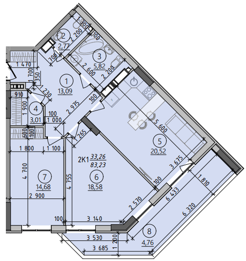 2-комнатная 83.23 м² в ЖК Киевские Зори 2 от 35 820 грн/м², г. Вышгород