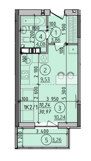 1-комнатная 30.97 м² в ЖК Киевские Зори 2 от 35 820 грн/м², г. Вышгород
