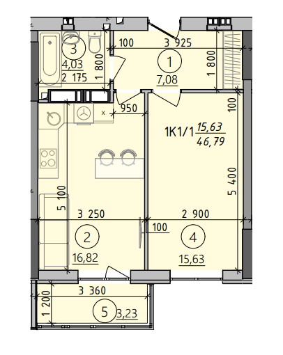1-кімнатна 46.79 м² в ЖК Київські зорі 2 від 35 820 грн/м², м. Вишгород