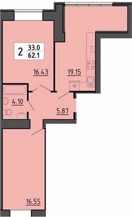 2-кімнатна 62.1 м² в ЖК Енергія від 21 700 грн/м², Тернопіль