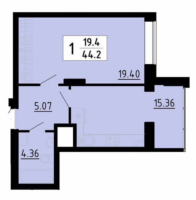 1-кімнатна 44.2 м² в ЖК Енергія від 22 700 грн/м², Тернопіль