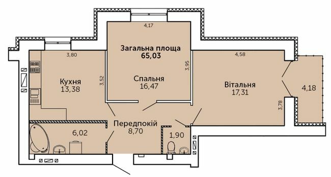 2-кімнатна 65.03 м² в ЖК Levanevsky від 18 950 грн/м², Миколаїв