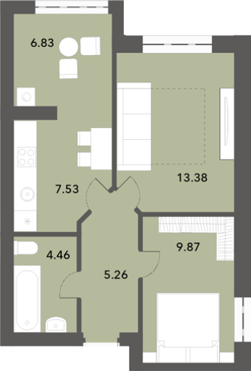 2-кімнатна 47.33 м² в ЖК Софіївські Липки від 24 500 грн/м², с. Софіївська Борщагівка