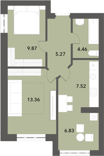 2-кімнатна 47.31 м² в ЖК Софіївські Липки від 39 000 грн/м², с. Софіївська Борщагівка
