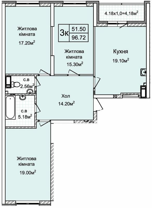 3-кімнатна 96.72 м² в ЖК Святобор від 39 690 грн/м², Київ