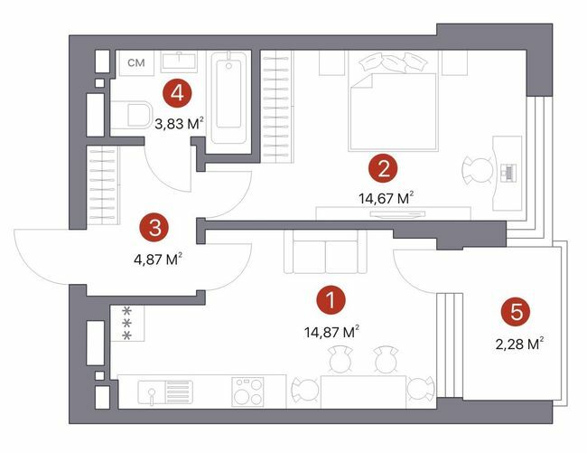 1-комнатная 40.52 м² в ЖК 7 KVARTAL от 33 150 грн/м², Киев