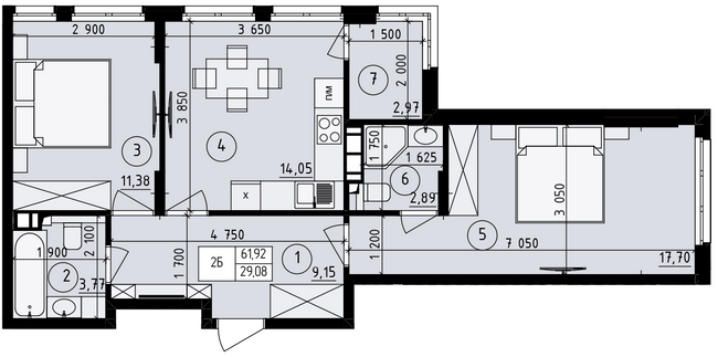 2-кімнатна 61.92 м² в ЖК Praga-2 від 23 000 грн/м², Київ