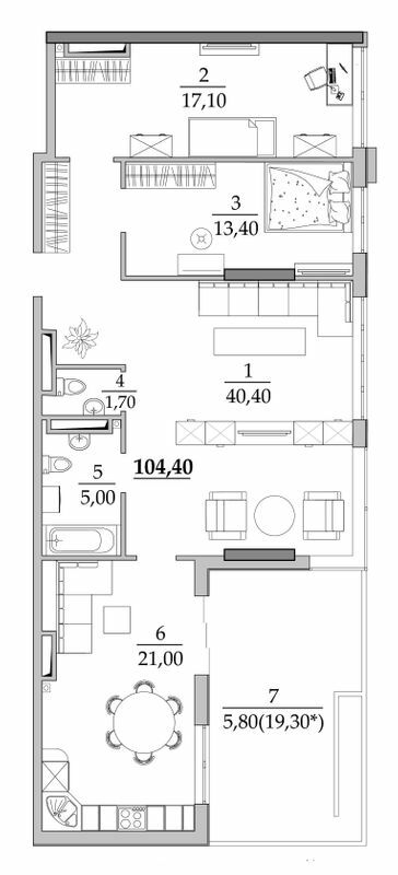 3-кімнатна 104.4 м² в Мкрн Таїровські сади від 750 грн/м², с. Лиманка