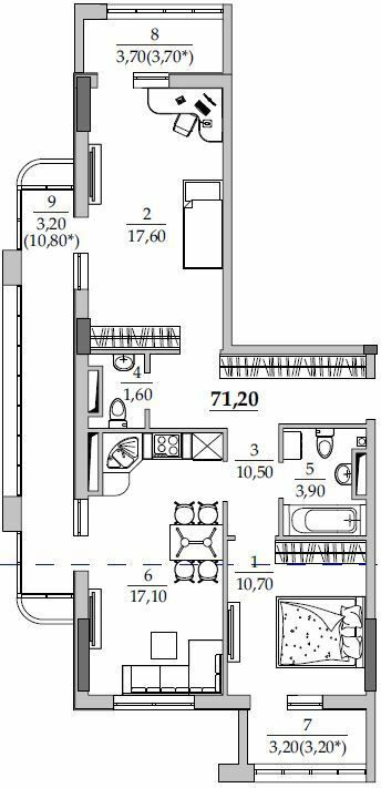 2-кімнатна 71.2 м² в Мкрн Таїровські сади від 21 263 грн/м², с. Лиманка