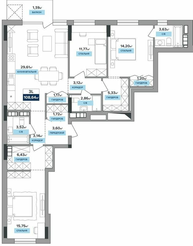 3-кімнатна 108.64 м² в ЖК RIVERDALE від 48 000 грн/м², Київ
