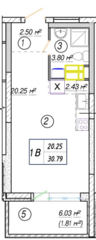 Студія 30.79 м² в ЖК Вудсторія від 23 500 грн/м², Київ