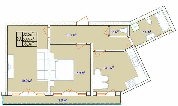 2-кімнатна 65.3 м² в ЖК Aqua Marine від 25 056 грн/м², Одеса