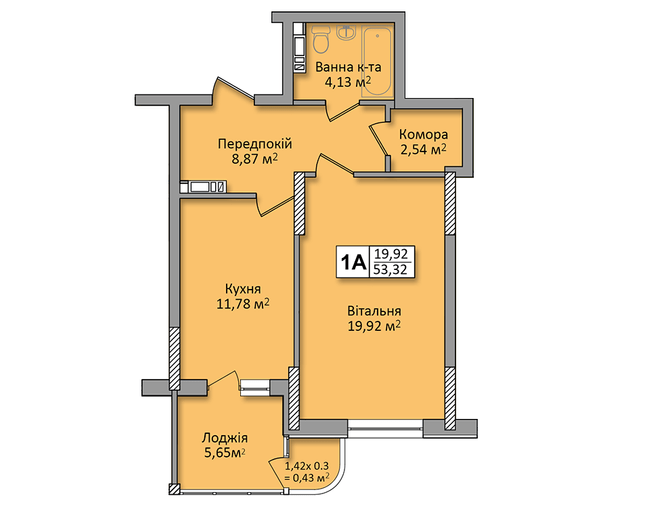 1-кімнатна 53.32 м² в ЖК по вул. Ю. Кондратюка від 37 300 грн/м², Київ