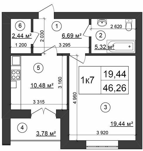 1-комнатная 42.6 м² в ЖК Сырецкий парк от 39 600 грн/м², Киев