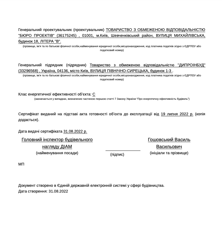 Сертификат о готовности Дом 6, ЖК Варшавский Плюс