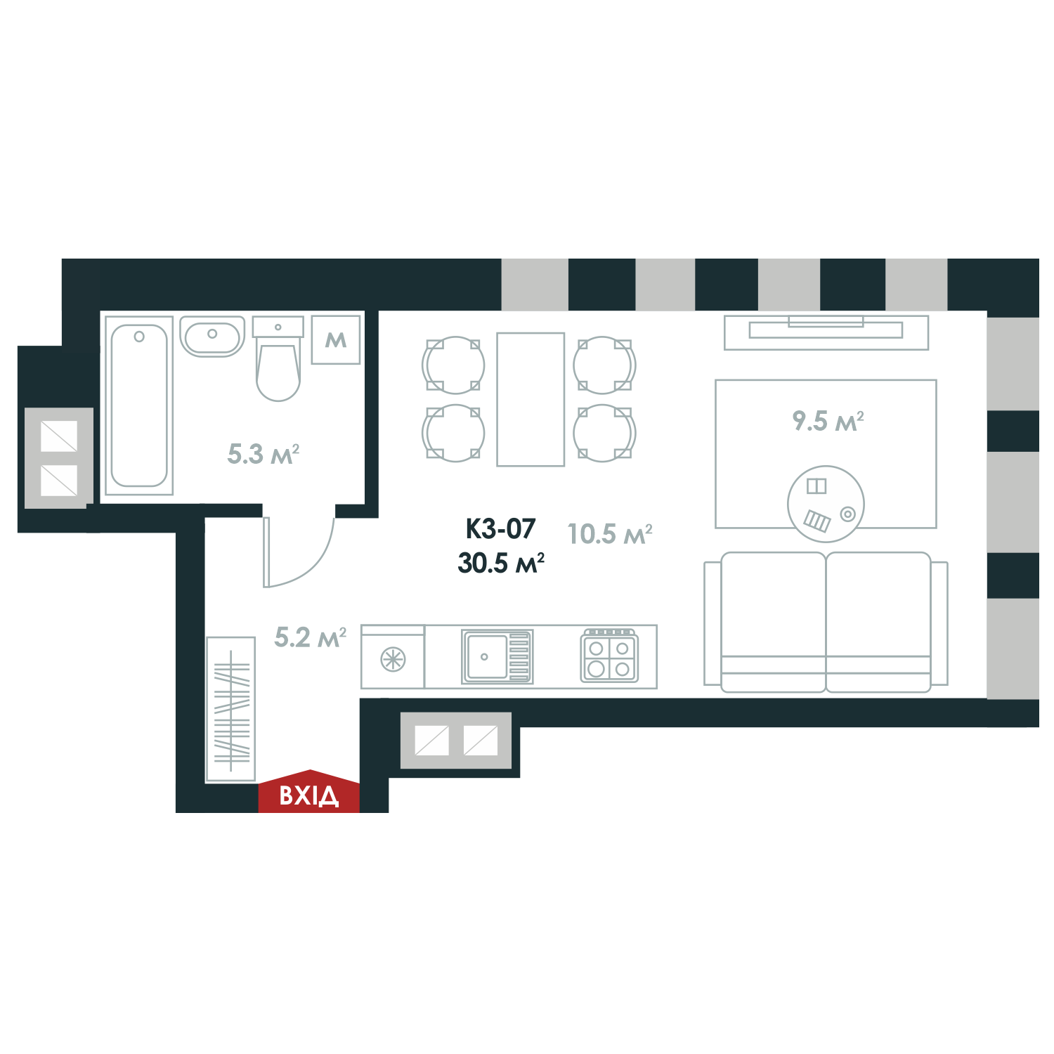 1-комнатная 30.5 м² в ЖК Atria City.Teremky от 32 000 грн/м², пгт Чабаны