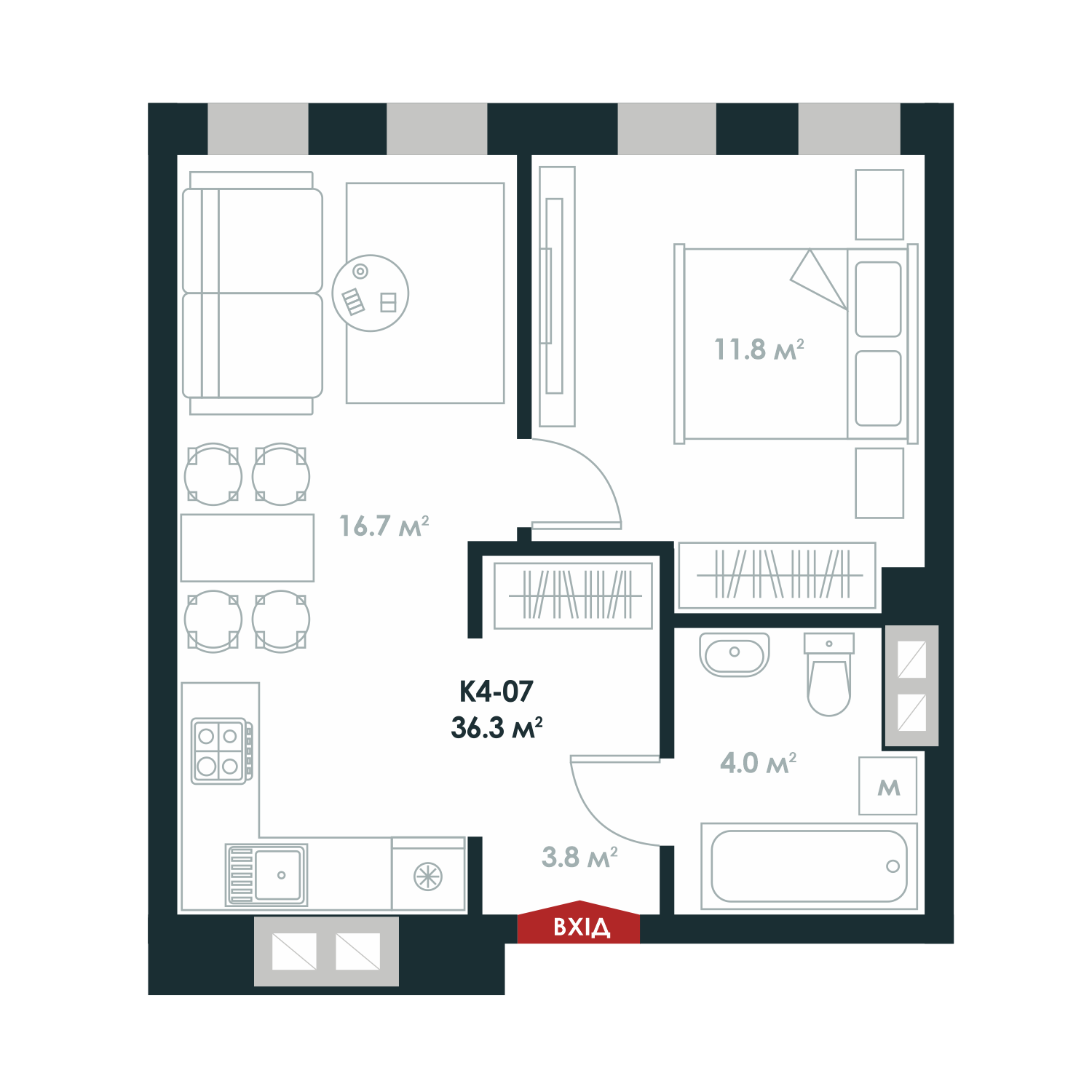 1-комнатная 36.3 м² в ЖК Atria City.Teremky от 32 000 грн/м², пгт Чабаны