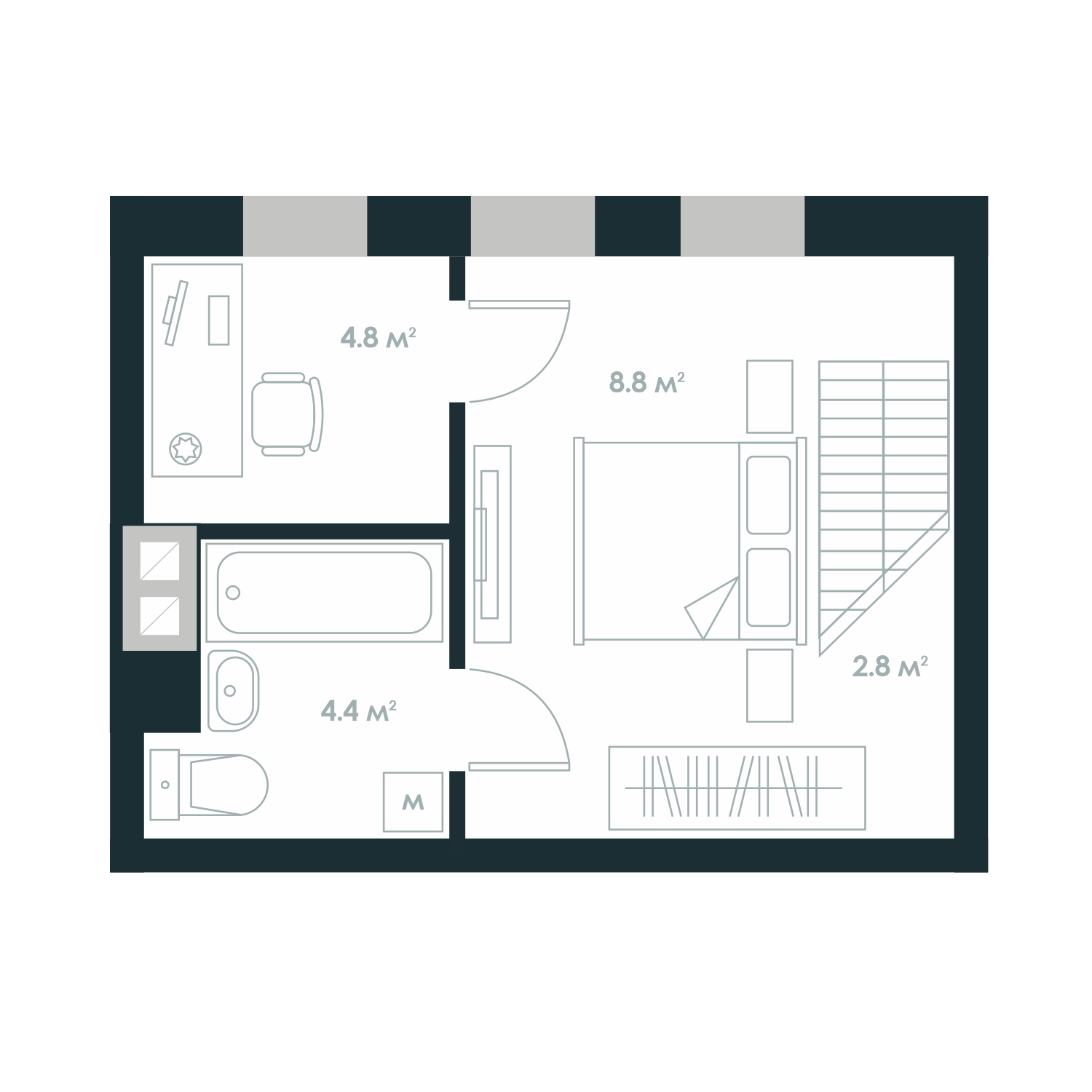 Двухуровневая 41.7 м² в ЖК Atria City.Teremky от 32 000 грн/м², пгт Чабаны