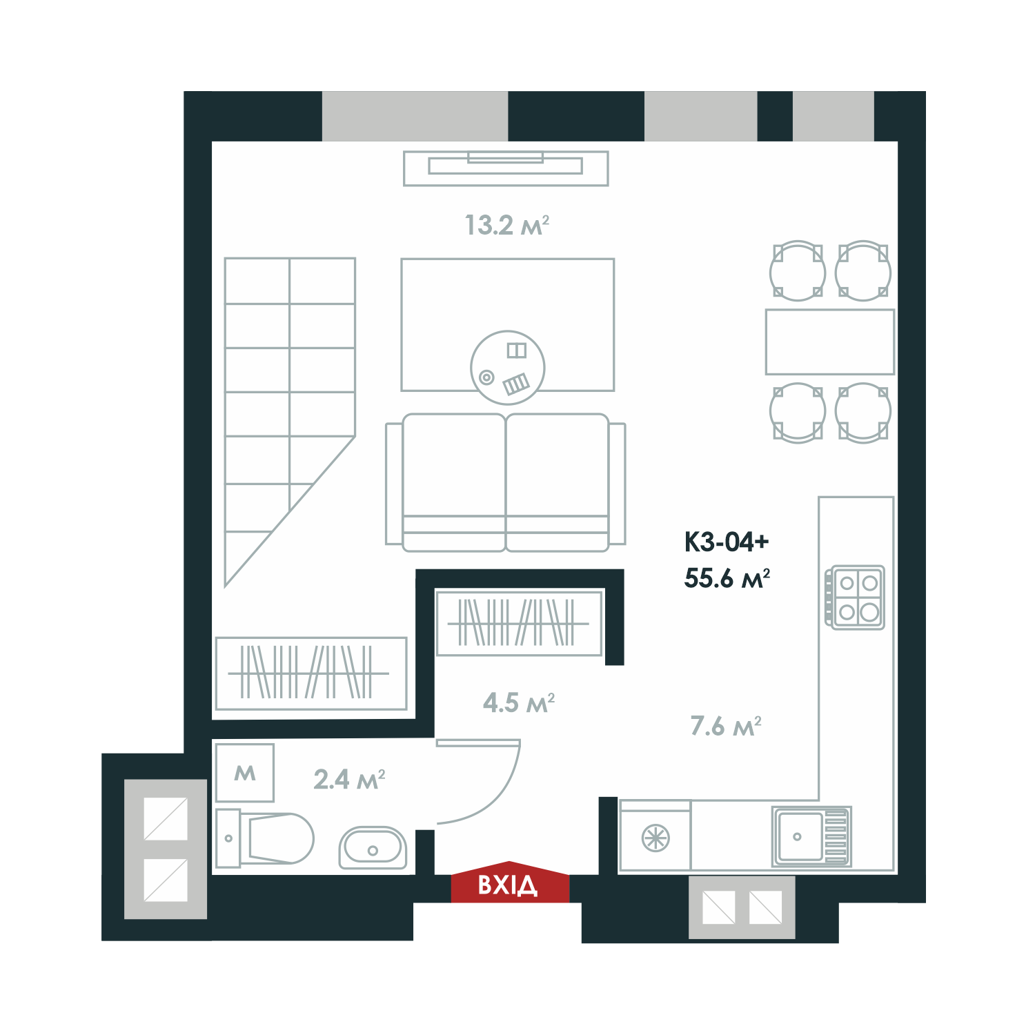 Двухуровневая 55.6 м² в ЖК Atria City.Teremky от 32 000 грн/м², пгт Чабаны