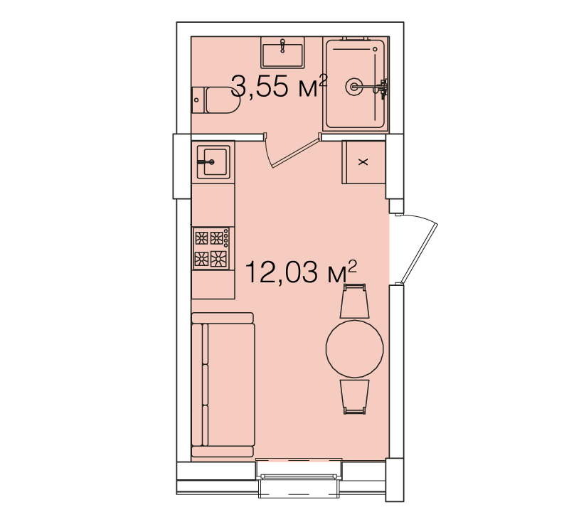 1-кімнатна 15.58 м² в ЖК Smart House від 78 000 грн/м², Львів
