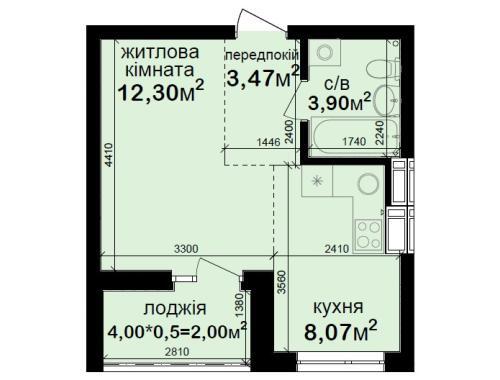Смарт 29.74 м² в ЖК Кришталевi джерела от 53 350 грн/м², Киев