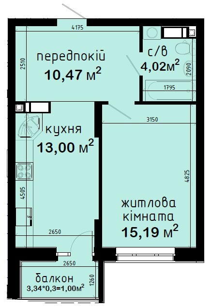 1-кімнатна 43.68 м² в ЖК Авеню 42 від 48 500 грн/м², Київ