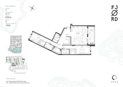 3-кімнатна 143.8 м² в ЖК Fjord від 66 080 грн/м², Київ