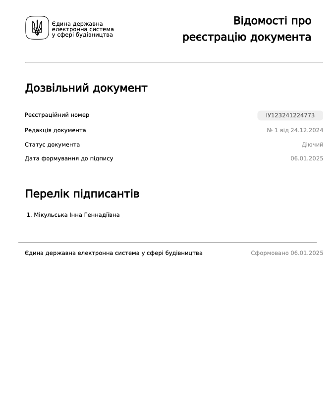 Сертифікат про готовність Дом 16, ЖК Синергія Сіті