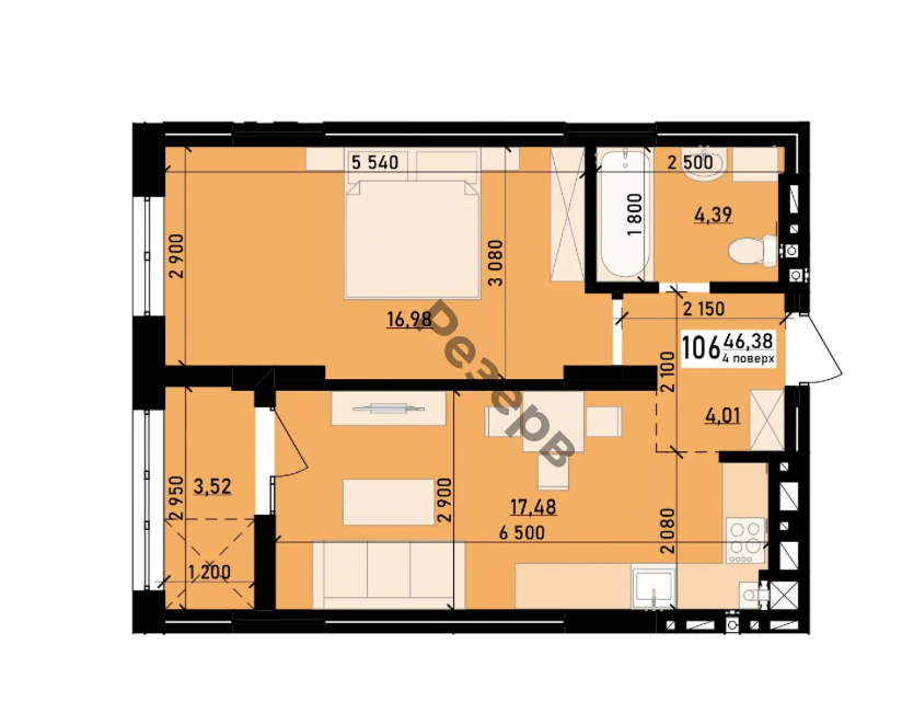 1-комнатная 46.38 м² в ЖК Весняний от 37 810 грн/м², г. Винники