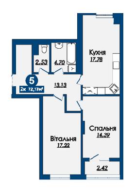 2-комнатная 72.17 м² в ЖК Kaiser Comfort от 18 800 грн/м², Львов