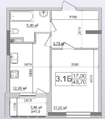 1-кімнатна 48.7 м² в ЖК Островського, 40 від забудовника, Київ