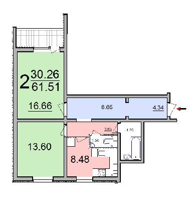 2-кімнатна 61.51 м² в ЖК на вул. Березова (Кірова), 28 від забудовника, м. Бровари