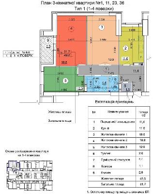 3-кімнатна 81.7 м² в ЖБ на вул. Теремківська, 3 від забудовника, Київ