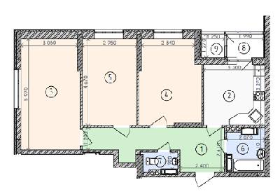 3-кімнатна 79.16 м² в ЖК Вишиванка від забудовника, Київ