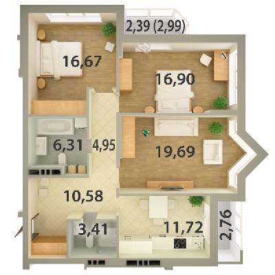 3-кімнатна 95.38 м² в ЖК Ювілейний від забудовника, Київ