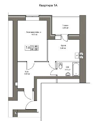 1-комнатная 41 м² в ЖК Светлица от застройщика, пгт Немешаево