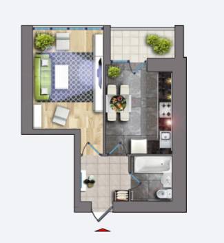 1-комнатная 39.08 м² в ЖК на ул. Королёва, 16 от 9 500 грн/м², Чернигов