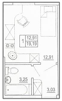 1-кімнатна 19.19 м² в ЖК Парковий квартал від 8 700 грн/м², Харків
