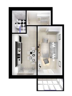 1-кімнатна 44.66 м² в ЖК SkyCity від 13 790 грн/м², м. Бориспіль
