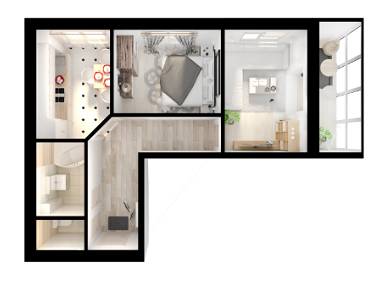 2-комнатная 50.78 м² в ЖК SkyCity от застройщика, г. Борисполь