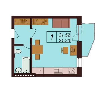 1-комнатная 31.52 м² в ЖК Троицкий от 22 200 грн/м², Киев