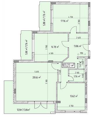 3-комнатная 103.23 м² в КД Brownie House от застройщика, Киев