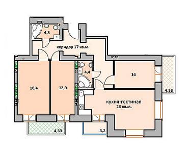 2-кімнатна 58.6 м² в ЖК Суворов від забудовника, м. Ірпінь