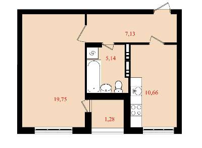 1-кімнатна 44 м² в ЖК Вишневий затишок від забудовника, м. Вишневе