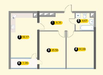 2-комнатная 67.52 м² в ЖК Hoffmann Haus от застройщика, Киев